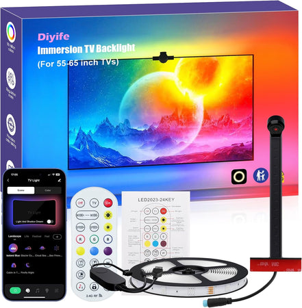 Ambilight TV Backlight avec Caméra, Rétro-éclairage LED pour TV à Immersion, Télécommande et Application