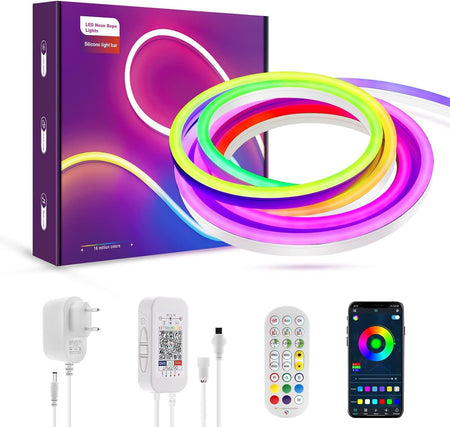 Neon LED 5m, avec Synchronisation de la Musique  Alexa, Assistant Google